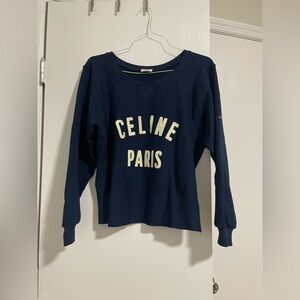 Celine Paris loose sweatshirt in navy cotton fleece